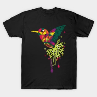 Hummingbird Embroidery Effect Mexican Art T-Shirt